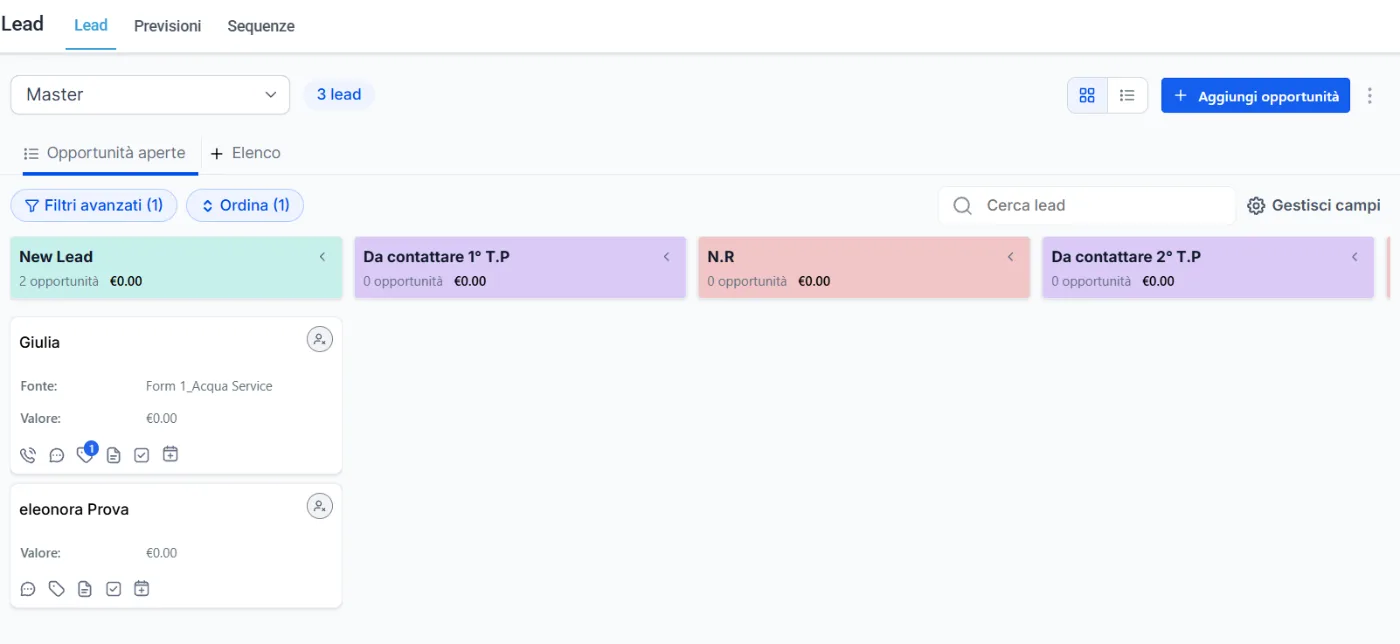 Pipeline di vendita nel CRM BluBoss